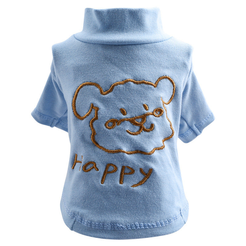 JMT-787146 Happy Puppy Two-Legged Clothing - Blue & Yellow Bottoming Shirt for Pets