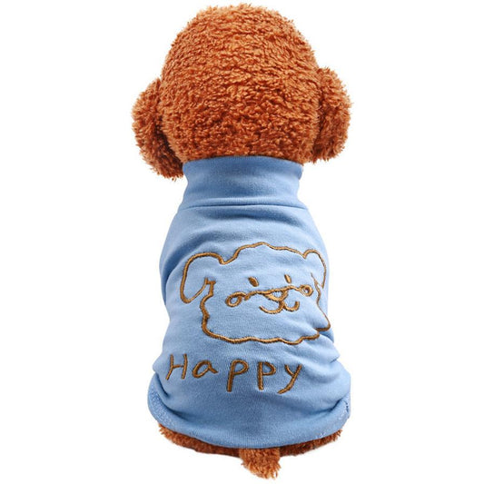 JMT-787146 Happy Puppy Two-Legged Clothing - Blue & Yellow Bottoming Shirt for Pets