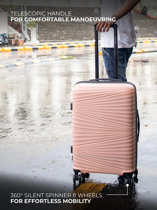 JMT-787402 3-Piece Lightweight Pink Travel Suitcase Set with Spinner Wheels