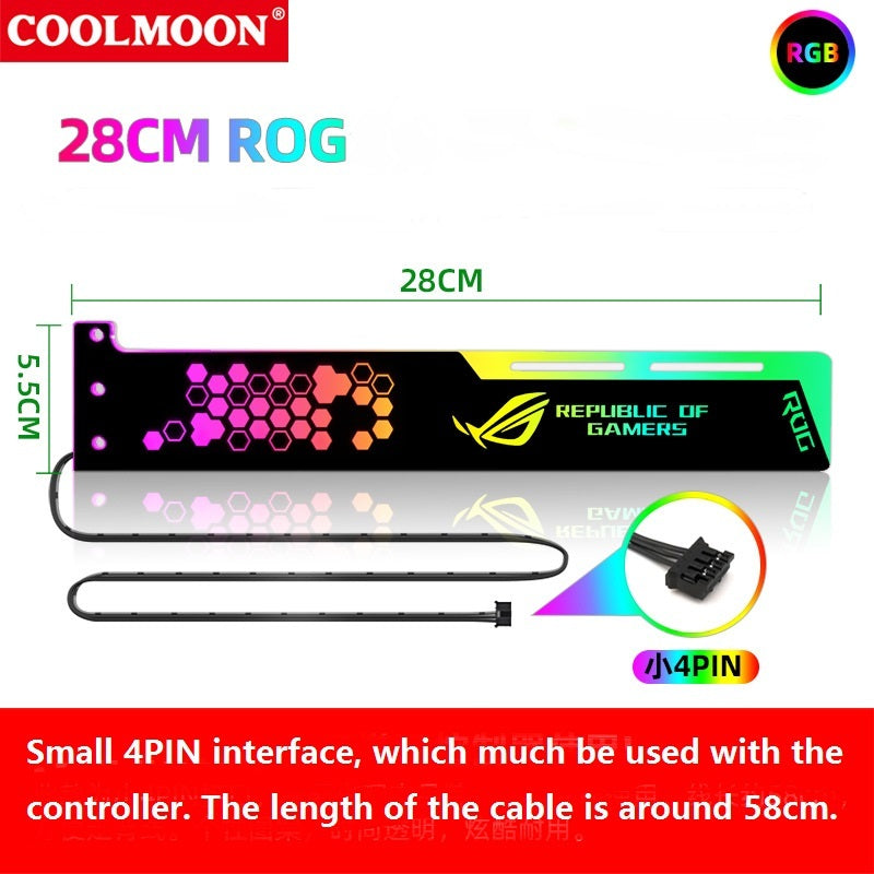 JMT-787786 RGB Power Supply Bay Light Board for Chassis and Graphics Card Highlighting, DC5V, 300mm x 86.8mm, Small 4PIN Interface