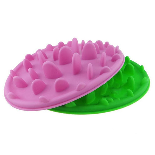JMT-787850 Pet Slow Feeder Silicone Bowl - Anti-Choke Design, Available in Blue, Pink, and Green, 24.5 x 18 x 3 mm, 135G