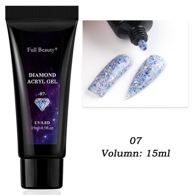 JMT-787978 12-Color Glitter Crystal Nail Extension Glue - 20g Nail Art Tool