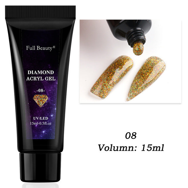 JMT-787978 12-Color Glitter Crystal Nail Extension Glue - 20g Nail Art Tool