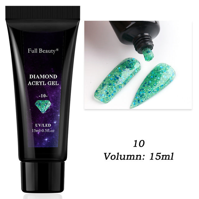 JMT-787978 12-Color Glitter Crystal Nail Extension Glue - 20g Nail Art Tool