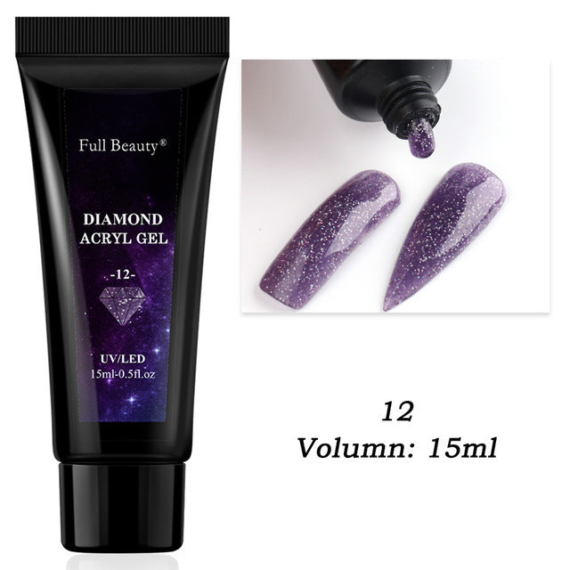 JMT-787978 12-Color Glitter Crystal Nail Extension Glue - 20g Nail Art Tool