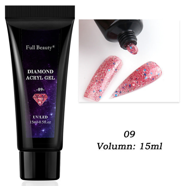 JMT-787978 12-Color Glitter Crystal Nail Extension Glue - 20g Nail Art Tool