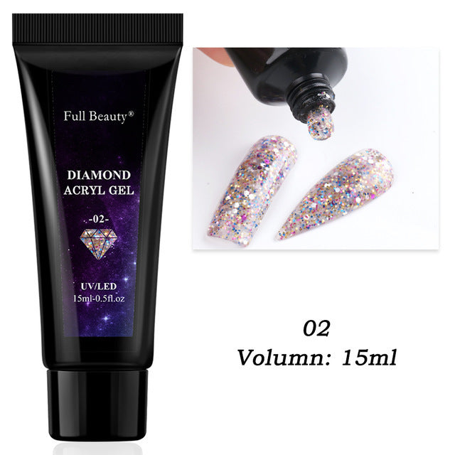 JMT-787978 12-Color Glitter Crystal Nail Extension Glue - 20g Nail Art Tool