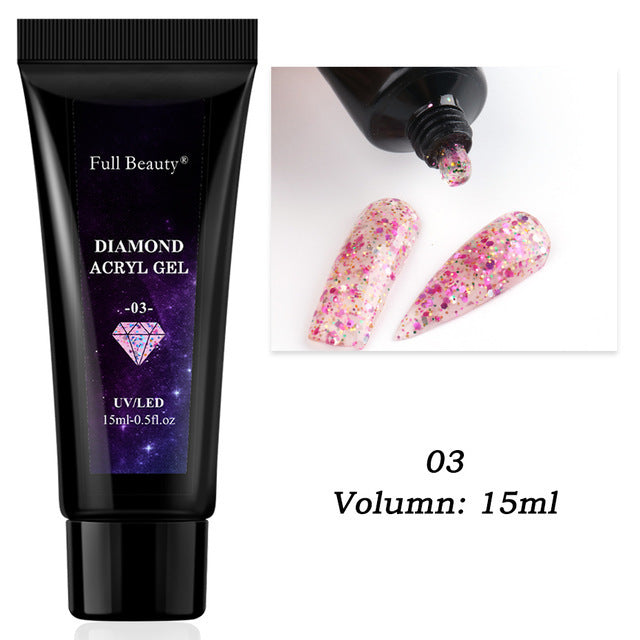 JMT-787978 12-Color Glitter Crystal Nail Extension Glue - 20g Nail Art Tool