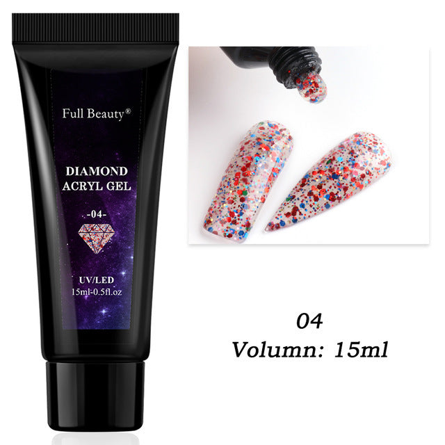 JMT-787978 12-Color Glitter Crystal Nail Extension Glue - 20g Nail Art Tool