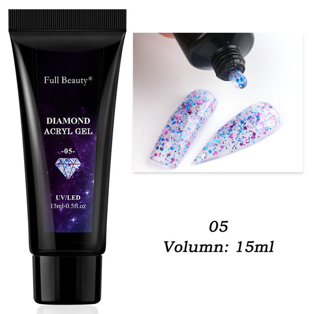 JMT-787978 12-Color Glitter Crystal Nail Extension Glue - 20g Nail Art Tool