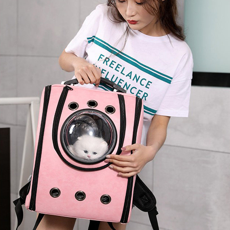 JMT-788170 Leather Pet Carrier Backpack Capsule for Comfortable Travel