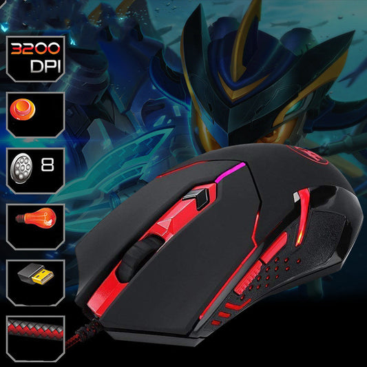 JMT-788298 Ergonomic USB Wired Optical Mouse with Adjustable 2000 DPI, 6 Buttons, and 1.8m Cable