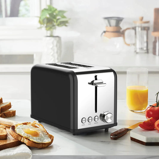 JMT-788490 Woodgrain Design 2-Slice Stainless Steel Electric Waffle and Bread Toaster with Grill