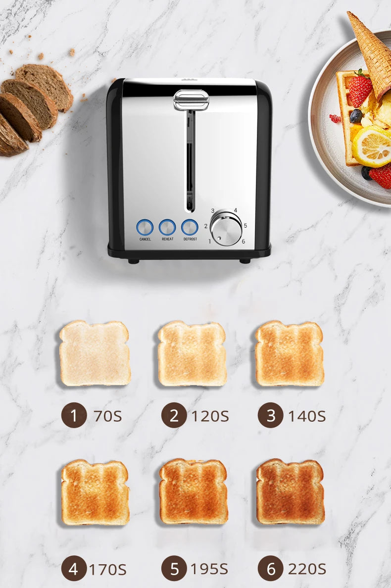 JMT-788490 Woodgrain Design 2-Slice Stainless Steel Electric Waffle and Bread Toaster with Grill