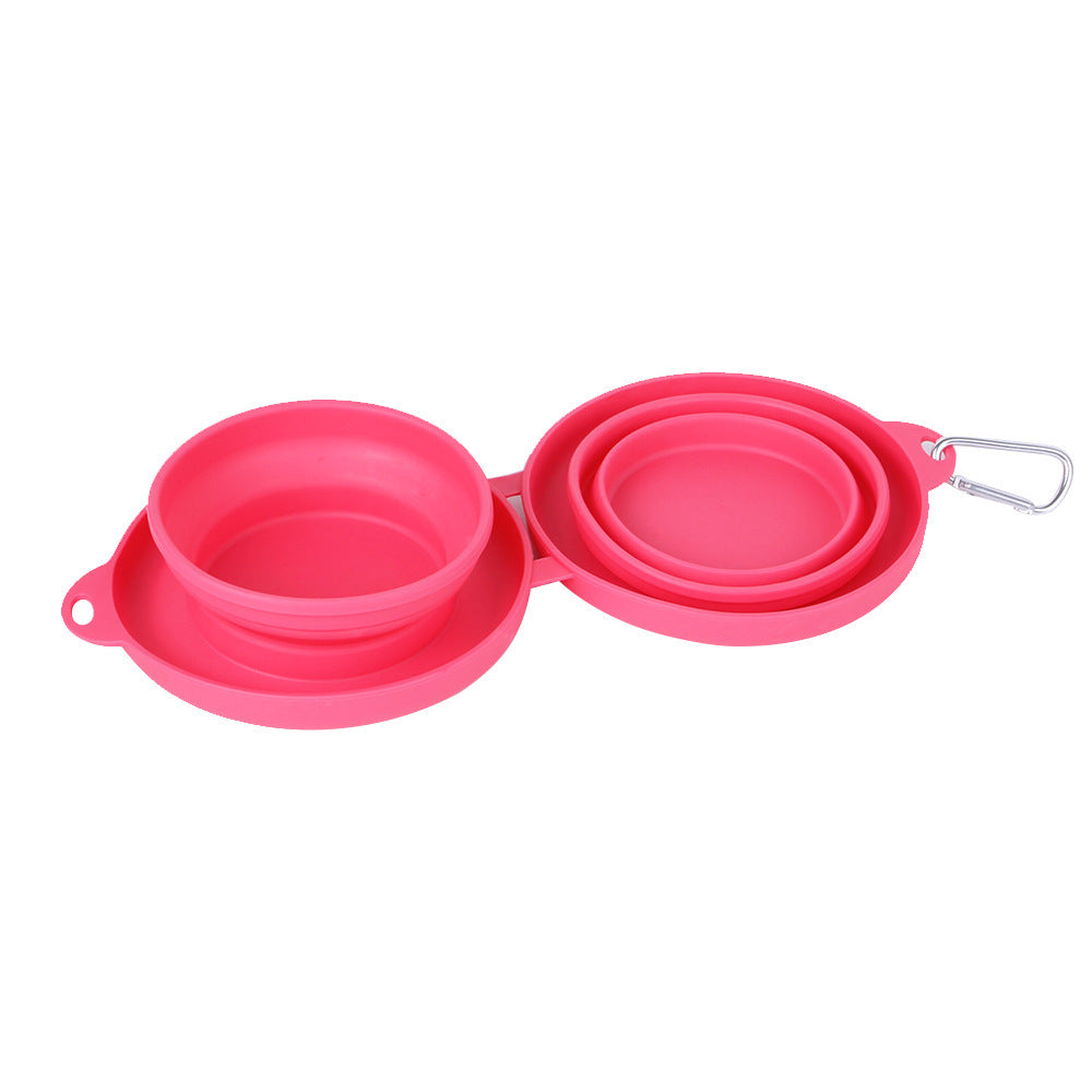 JMT-789002 Foldable Double Bowl Pet Feeding Set - Non-Skid Silicone Mat for Dogs & Cats - Portable, Easy to Clean