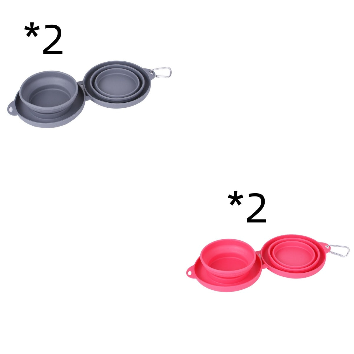 JMT-789002 Foldable Double Bowl Pet Feeding Set - Non-Skid Silicone Mat for Dogs & Cats - Portable, Easy to Clean