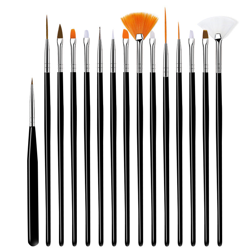JMT-789130 Crystal Silica Gel Dot Drill Paint Pen Set - 15 Portable Brushes with Wooden Handles