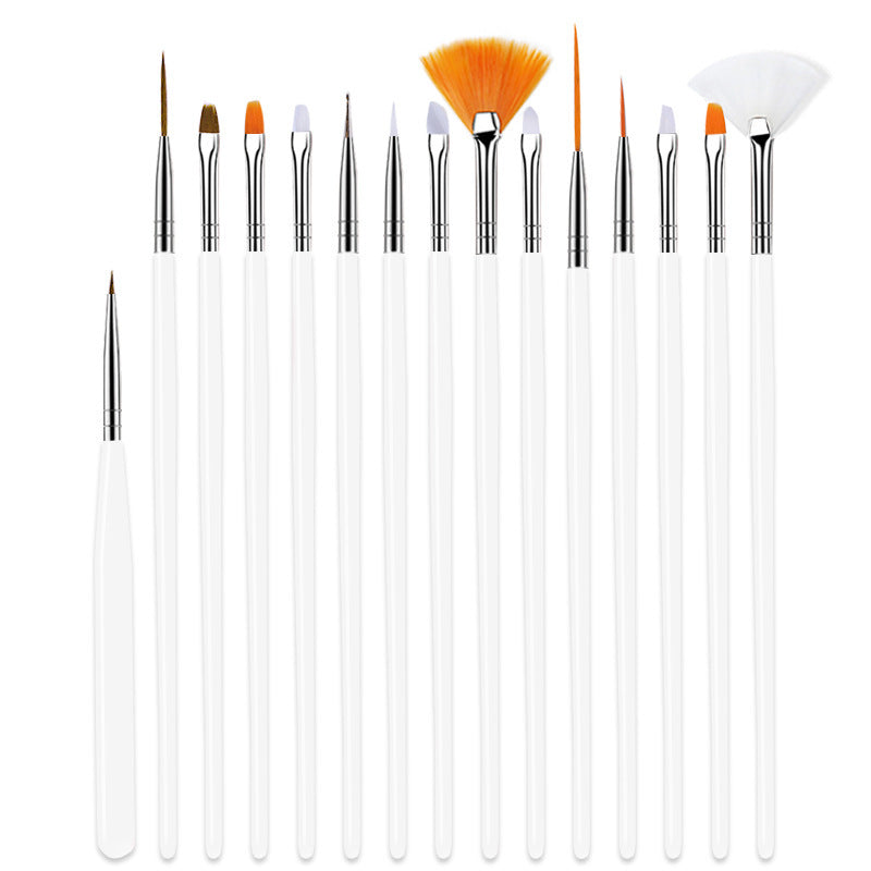 JMT-789130 Crystal Silica Gel Dot Drill Paint Pen Set - 15 Portable Brushes with Wooden Handles
