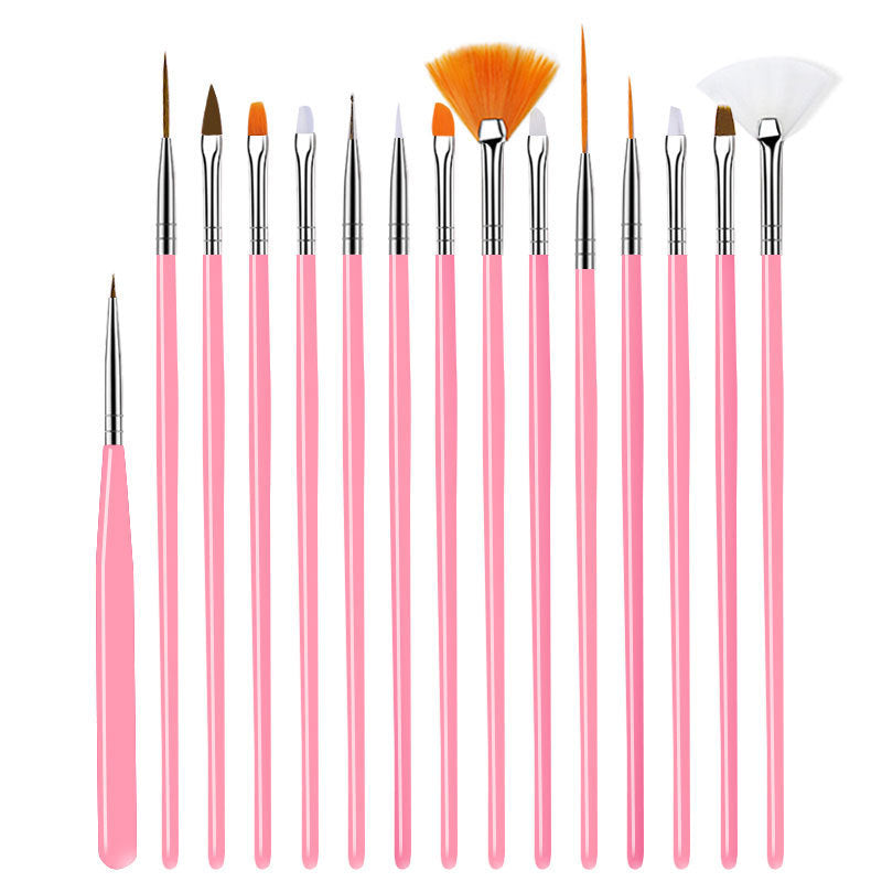 JMT-789130 Crystal Silica Gel Dot Drill Paint Pen Set - 15 Portable Brushes with Wooden Handles