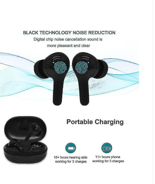 JMT-789322 Digital Hearing Aid with USB Charging Bin - Black, Over 12 Hours Battery Life