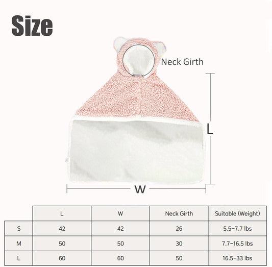JMT-789450 Polar Fleece Cape Blanket with Hood for Dogs and Cats, Cozy Winter Pet Costume