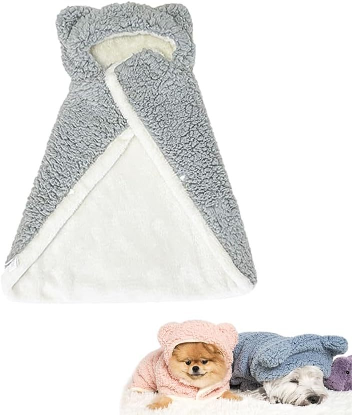 JMT-789450 Polar Fleece Cape Blanket with Hood for Dogs and Cats, Cozy Winter Pet Costume