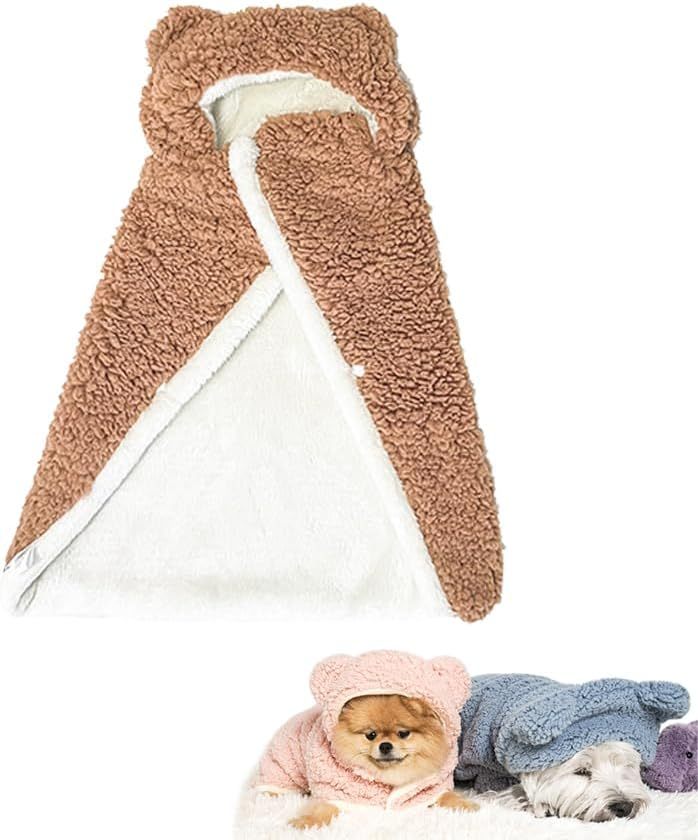 JMT-789450 Polar Fleece Cape Blanket with Hood for Dogs and Cats, Cozy Winter Pet Costume