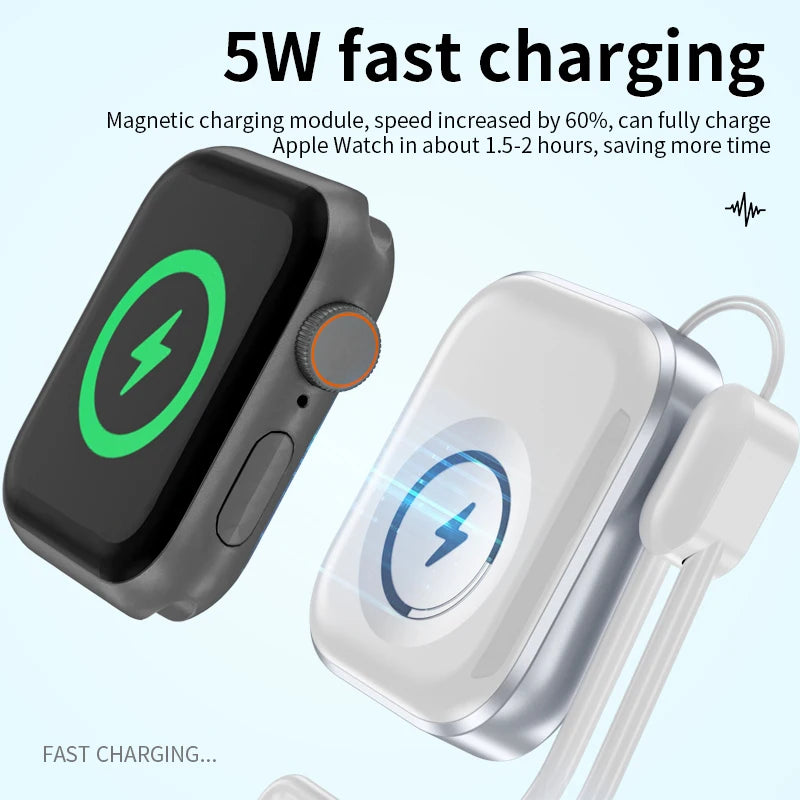 JMT-789642 Portable USB Wireless Magnetic Watch Charger for Smartwatches - 5W Fast Charging Compatibility