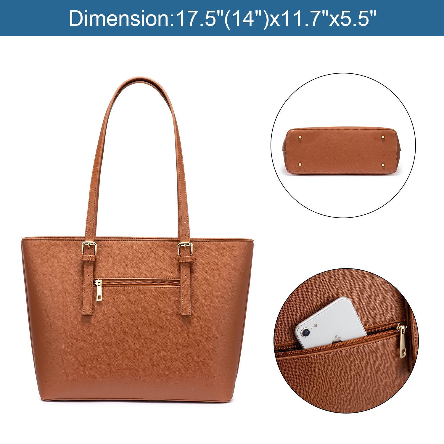 JMT-789642 Stylish PU Leather Handbag for 15.6 Inch Laptops - Elegant Women's Laptop Tote