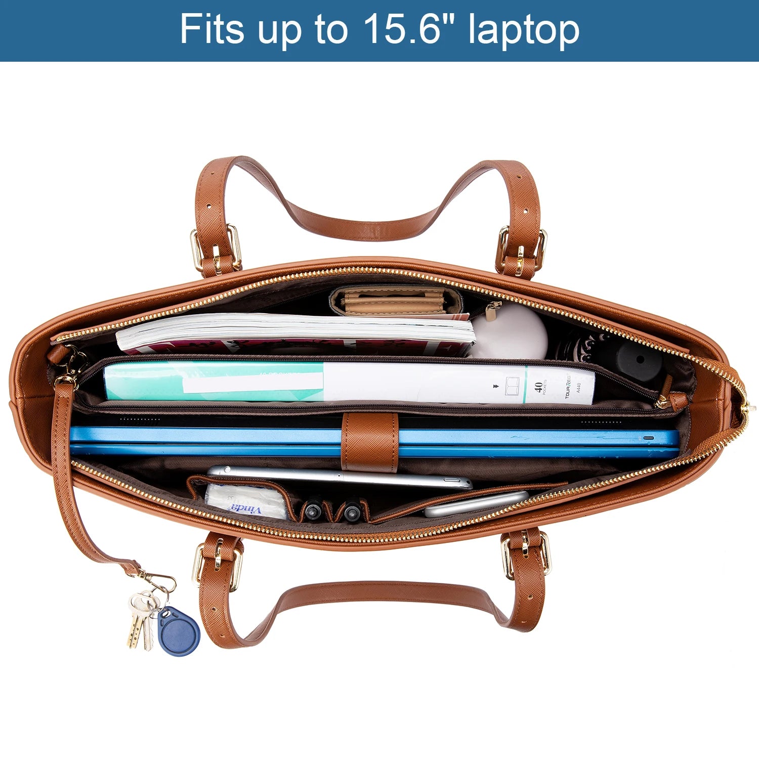 JMT-789642 Stylish PU Leather Handbag for 15.6 Inch Laptops - Elegant Women's Laptop Tote