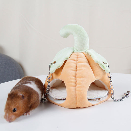 JMT-790282 Cozy Pumpkin Nest for Small Pets - Warm Cotton Sleeping Bag for Hamsters, Bears, and Gliders