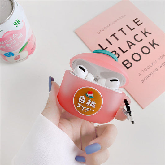 JMT-790794 Silicone Protective Case for Apple AirPods and AirPods Pro - White Peach Soda Design
