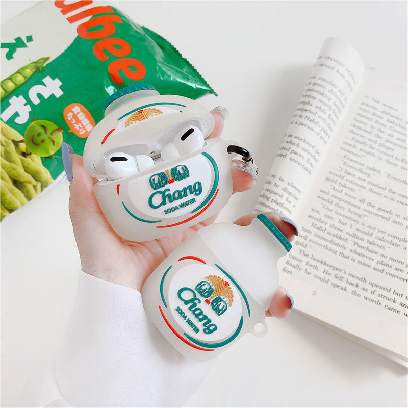 JMT-790794 Silicone Protective Case for Apple AirPods and AirPods Pro - White Peach Soda Design