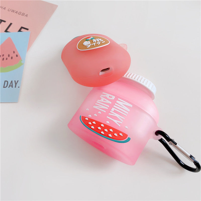 JMT-790794 Silicone Protective Case for Apple AirPods and AirPods Pro - White Peach Soda Design