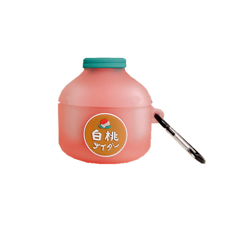 JMT-790794 Silicone Protective Case for Apple AirPods and AirPods Pro - White Peach Soda Design