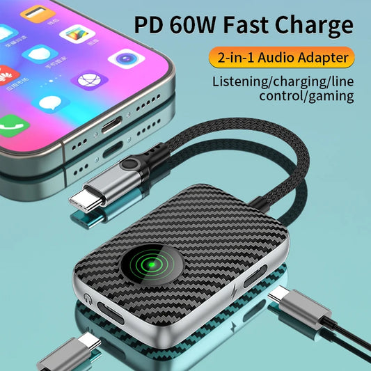JMT-790794 USB-C to AUX Headphone Jack and Charger Adapter with DAC Digital Audio Function
