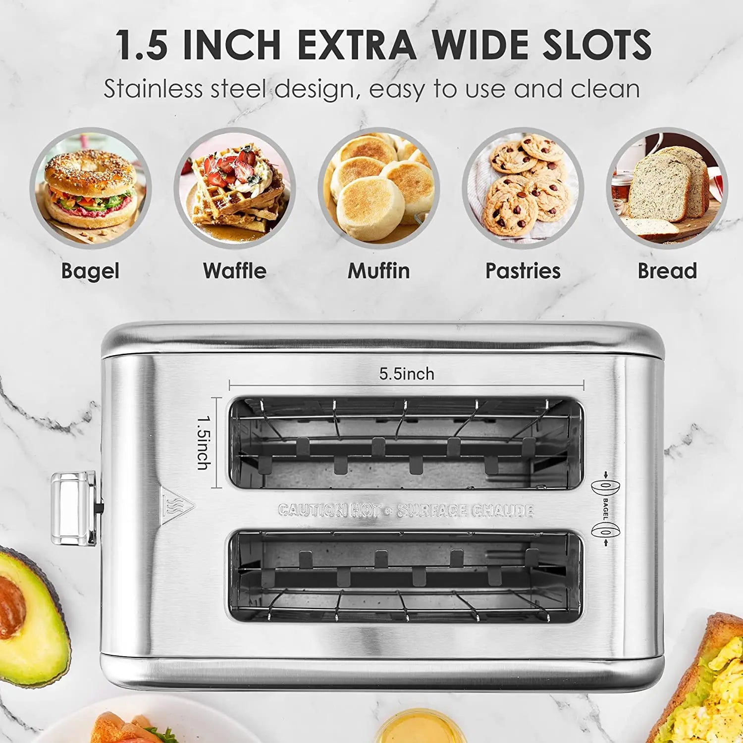 JMT-790922 2-Slice Stainless Steel Digital Toaster with LCD Display