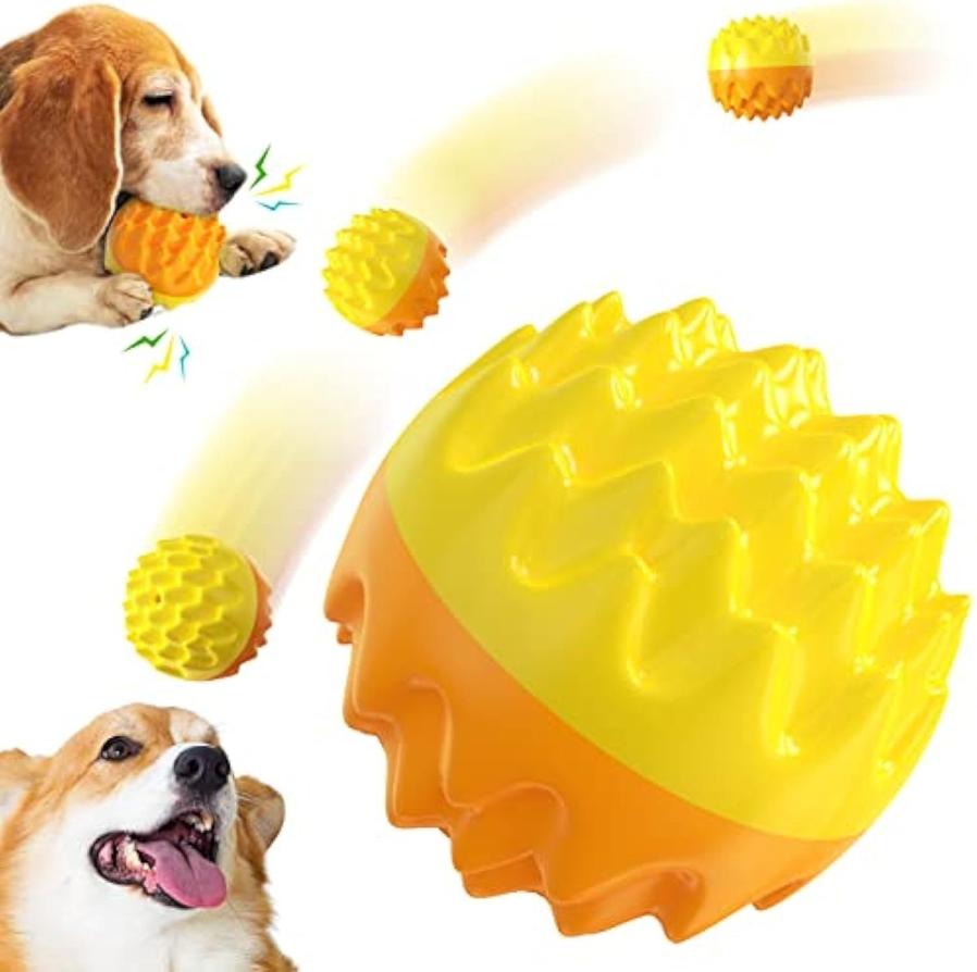 JMT-791114 Durable Squeaky Dog Ball Toy for Aggressive Chewers - Dental Care Design for Healthy Teeth and Gums, Floatable Rubber for Fetch and Play