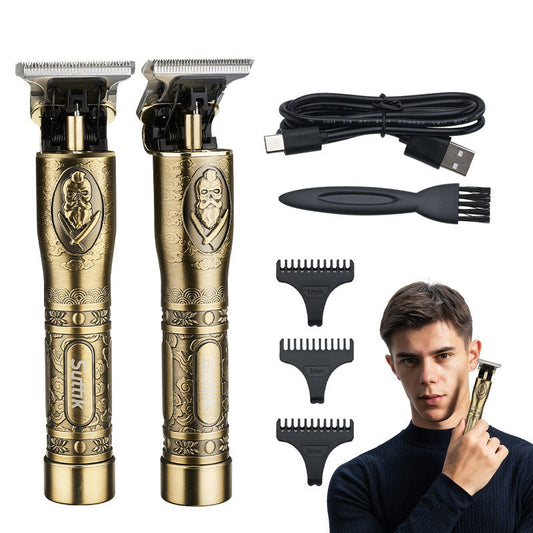 JMT-791114 Vintage Engraving Electric Hair Clipper - 1000mAh Rechargeable, 3-Hour Runtime, Includes Limit Combs & Cleaning Brush
