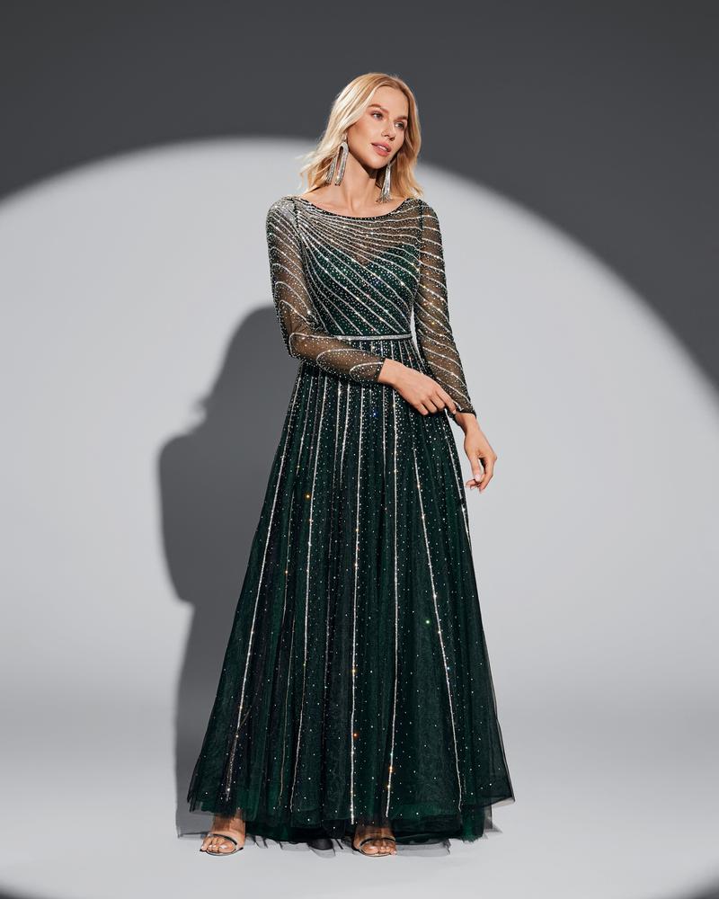 JMT-791370 Elegant Green Formal Evening Dress - SH0059 Design