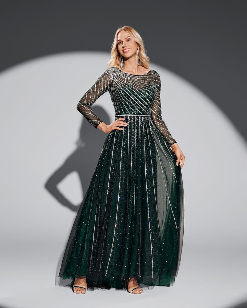 JMT-791370 Elegant Green Formal Evening Dress - SH0059 Design