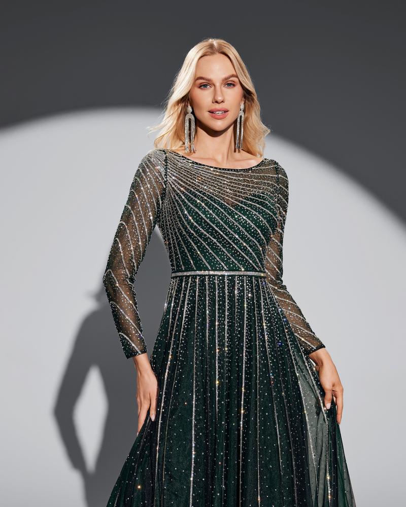 JMT-791370 Elegant Green Formal Evening Dress - SH0059 Design