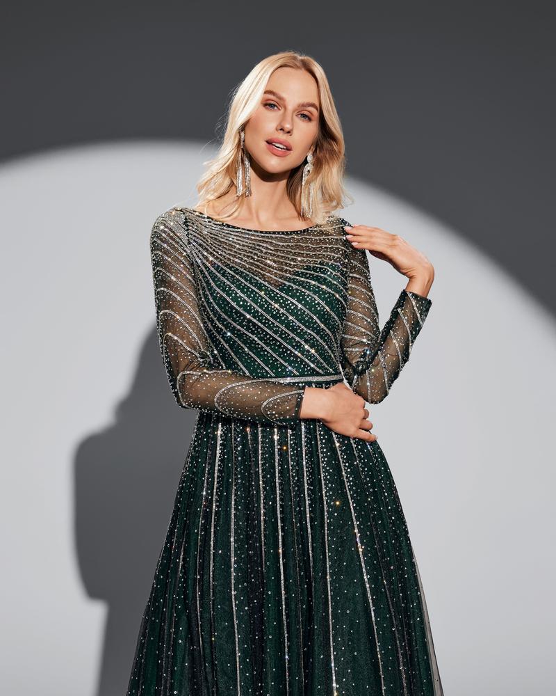 JMT-791370 Elegant Green Formal Evening Dress - SH0059 Design