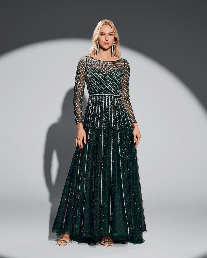 JMT-791370 Elegant Green Formal Evening Dress - SH0059 Design