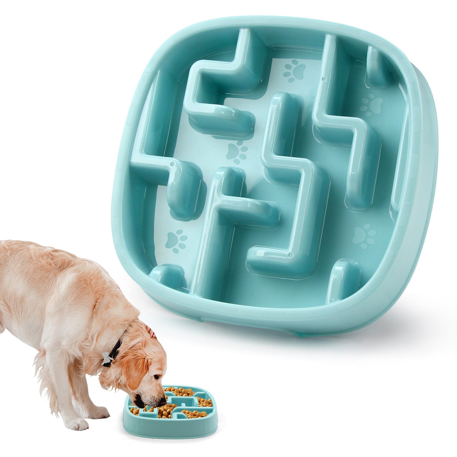 JMT-792266 Slow Feeding Dog and Cat Bowl with Anti-Slip Design - Maze Style Dish for Healthy Eating, Available in Macaron Colors