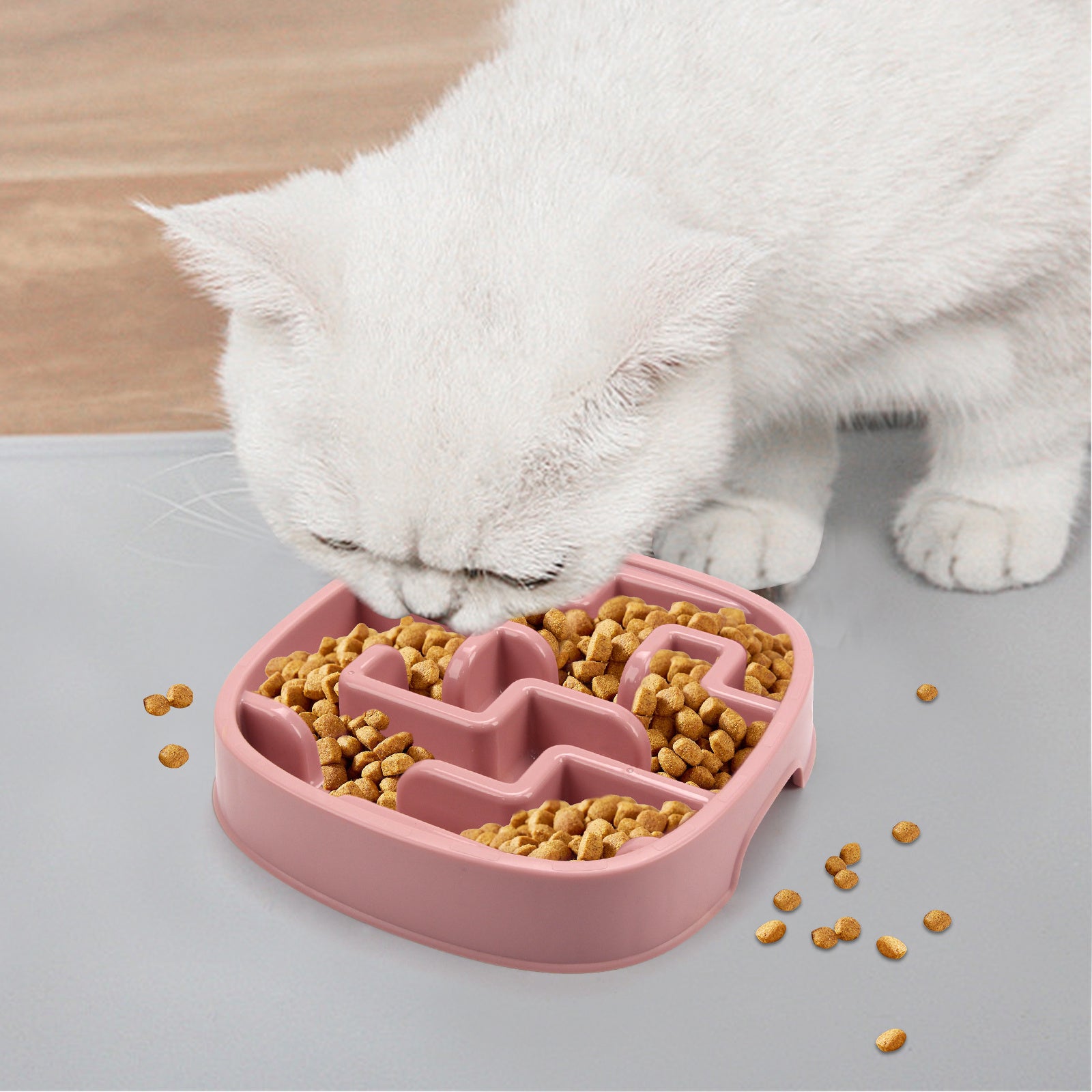 JMT-792266 Slow Feeding Dog and Cat Bowl with Anti-Slip Design - Maze Style Dish for Healthy Eating, Available in Macaron Colors
