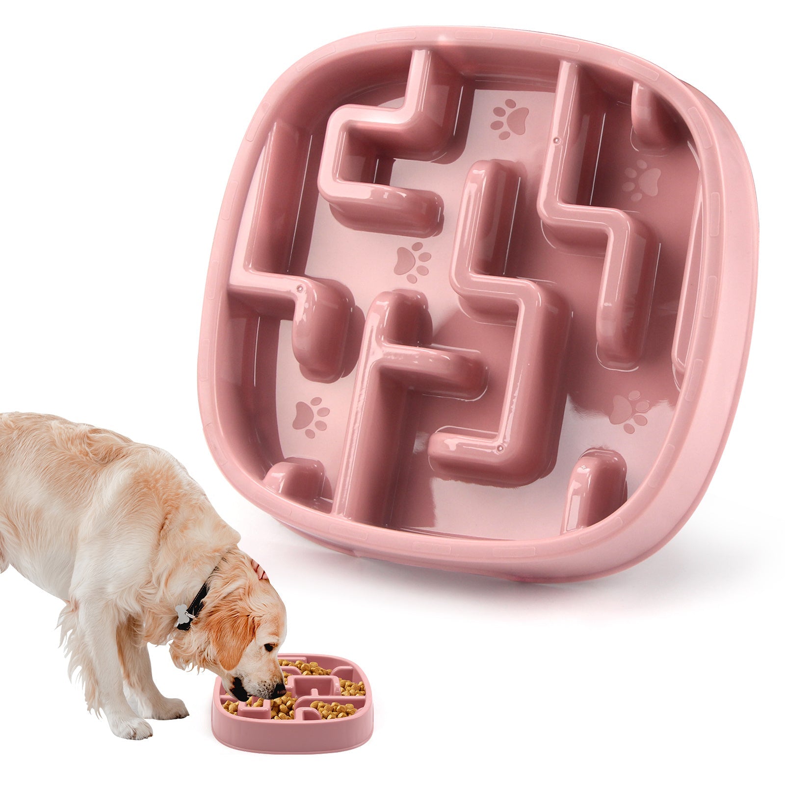 JMT-792266 Slow Feeding Dog and Cat Bowl with Anti-Slip Design - Maze Style Dish for Healthy Eating, Available in Macaron Colors