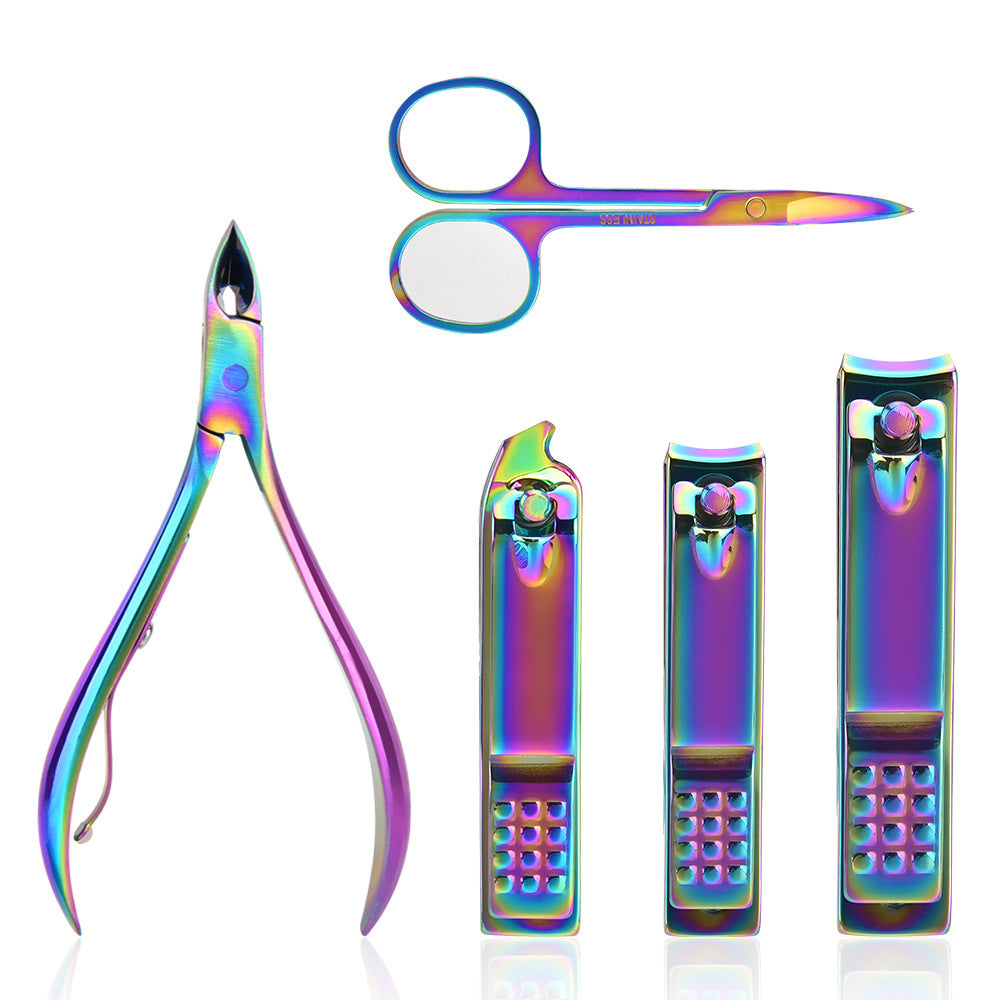 JMT-792586 15-Piece Stainless Steel Manicure Tool Set in Vibrant Colors for Adults