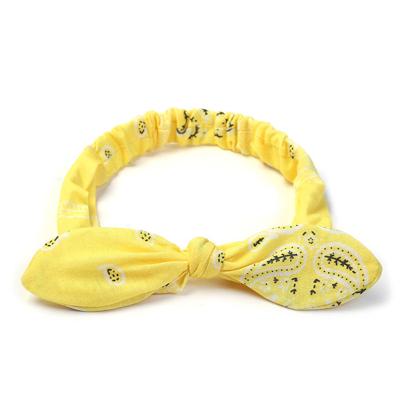 JMT-792650 Korean Style Bunny Ears Knotted Elastic Headband for Women - Floral Design