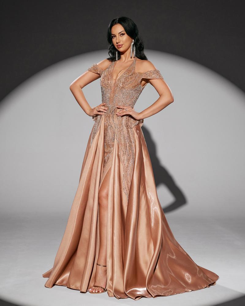 JMT-793354 Elegant Golden Evening Dress for Women - Style SH0218